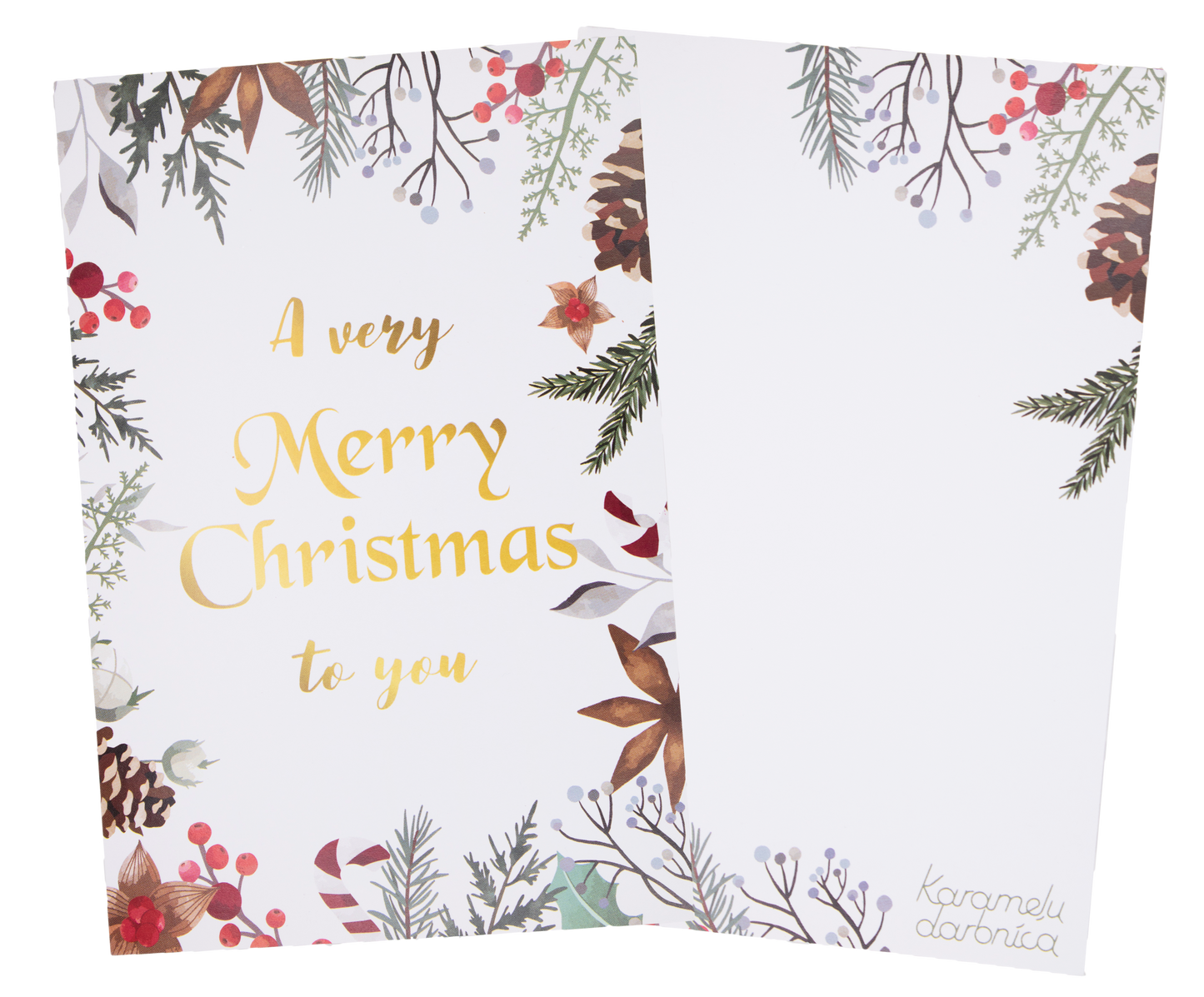 Apsveikuma kartīte "Merry Christmas" - Karameļu darbnīca