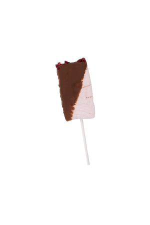 Marshmallow uz kociņa šokolādē ar kaltētām avenēm - Karameļu darbnīca